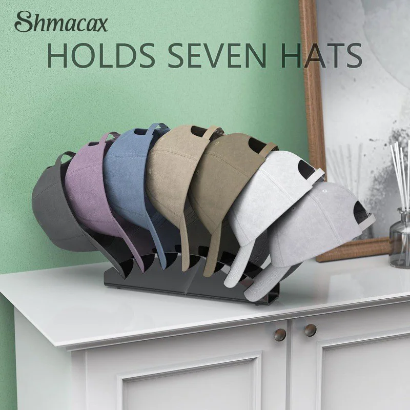 7-Holes Baseball Cap Display Rack Durable Clear Acrylic Hat Holder For Home Closet Storage Organization Decoration