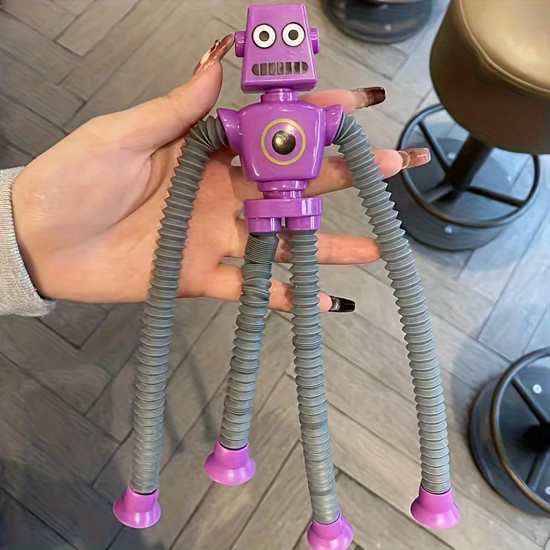 لعبة تخفيف الضغط الإبداعية تضيء أنبوب ممتد روبوت لغز مصاصة كرتونية أنبوب تلسكوبي