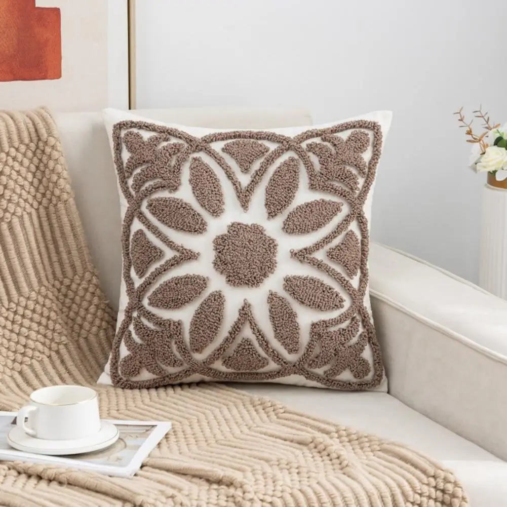 Soft Touch Pillowcase Bohemian Style 3d Flower Throw Pillowcase for Home Office Decor Contrast Color Sofa Pillow for Bedroom