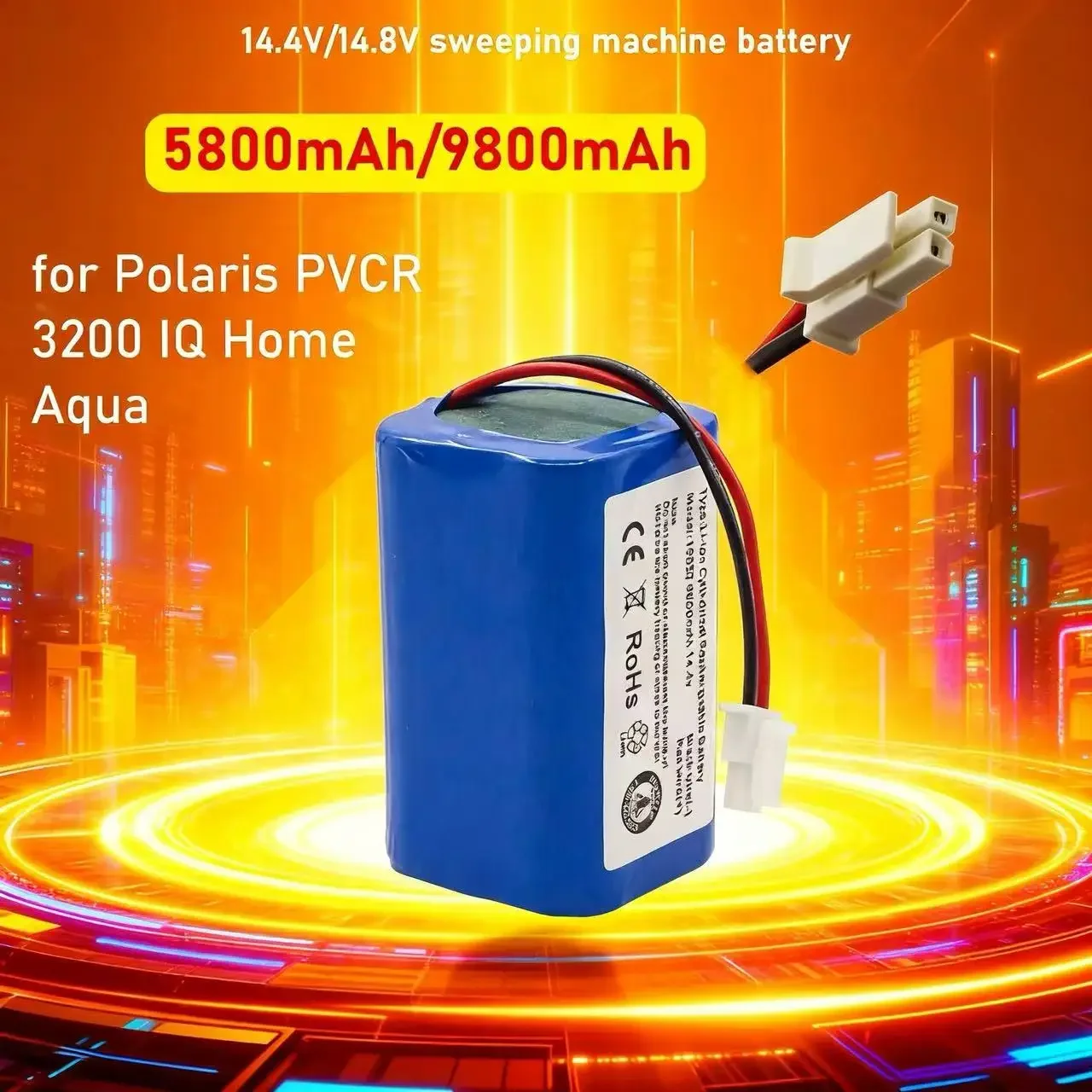 

Аккумулятор Li-Ion 14.4В/14.8В 9800мАч для пылесосов Polaris PVCR 3200 IQ Home Aqua Bagotte BG800, KyvolE31, Coredy R750, BG800