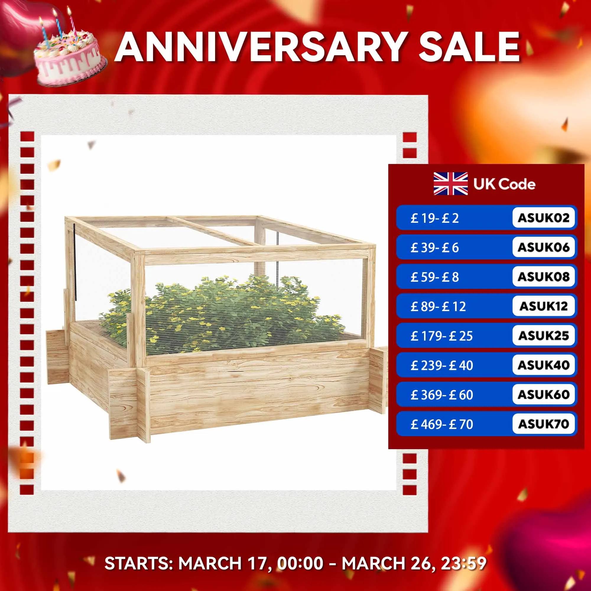 Raised Garden Bed with Greenhouse Openable Top Wood Elevated Planter Box