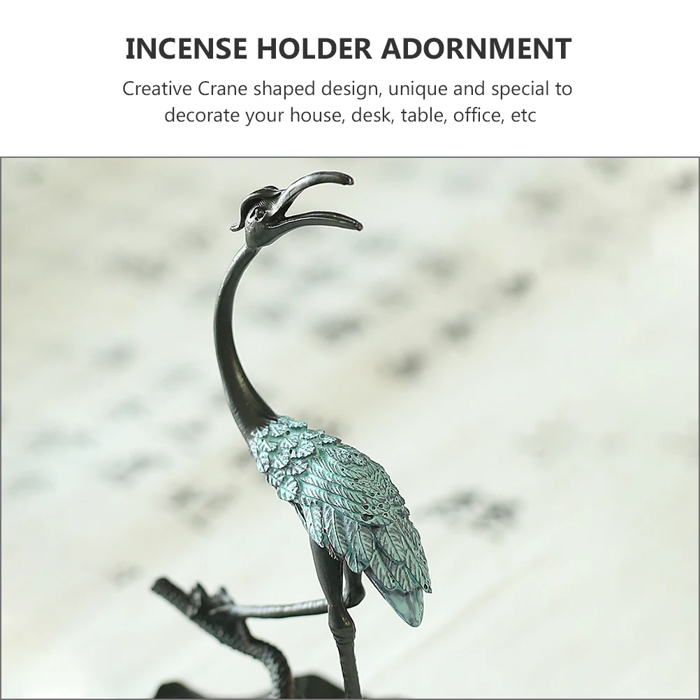 

1pc Creative Crane Shaped Incense Stick Holder Desktop Decor Alloy Ornament For Home Office Aromatic Display Burner