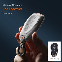 Car Alcantara Key Case Cover Holder Smart Key Shell For Chevrolet New Malibu XL Equinox 4 Buttons Keychain Accessories