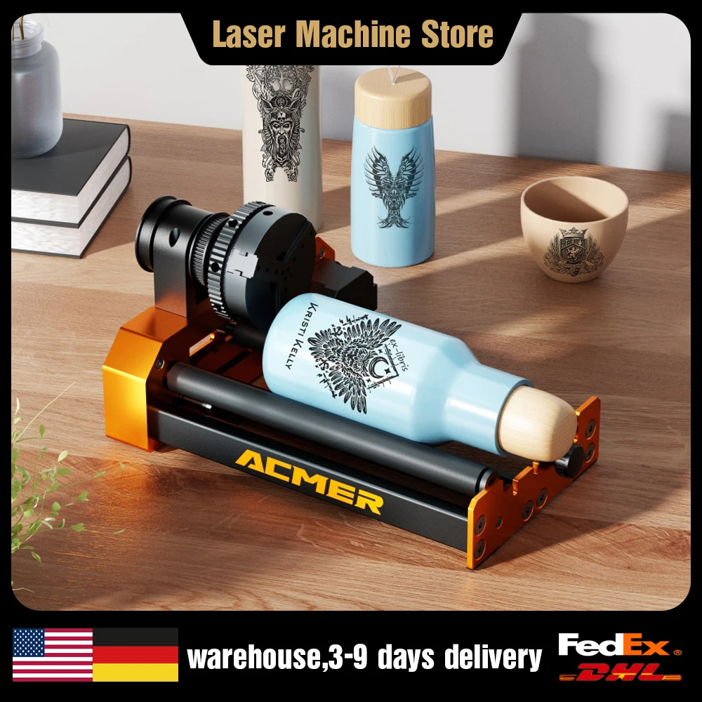 

ACMER M4 Laser Engraver Rotary Module 4th Axis Rotary 3-Jaw Rotary Axis Clamp Diameter 4-64mm Accessories For Curved Surface
