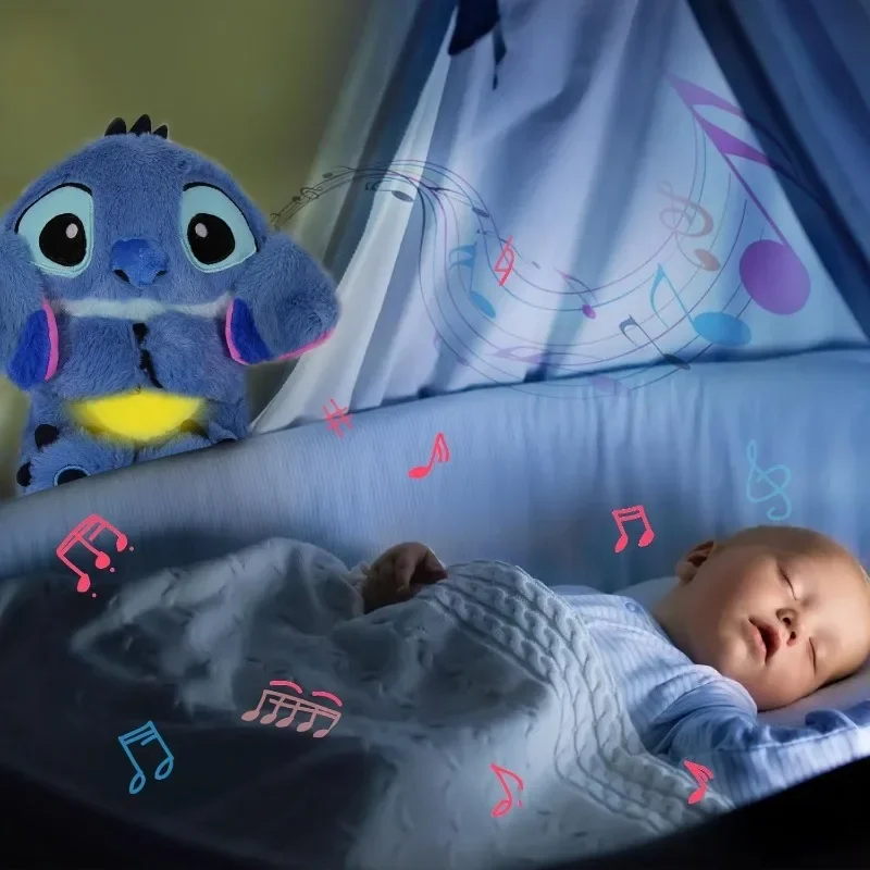 Stitch with Air Bag Light Breathing Plush Doll Kawaii Anime Stitch Angel Sleeping Companion Cute Cartoon Baby Toy Birthday Gifts