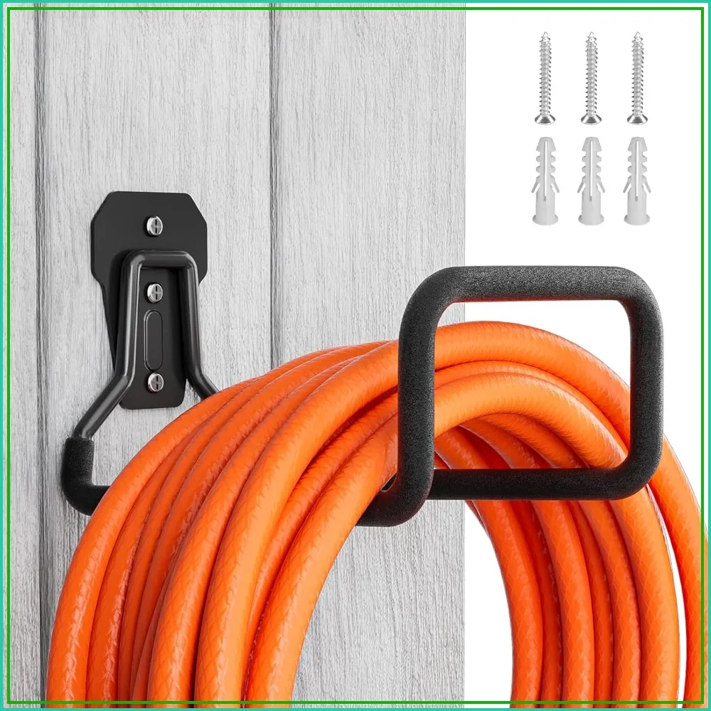 

Heavy Duty Metal Garden Hose Holder Wall Mount - Sturdy Water Reel Organizer with Hook for Outdoor Storage