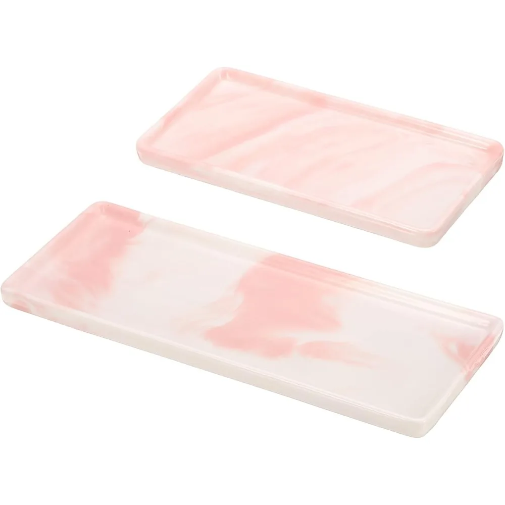 

2 шт. мраморный поднос для ванной комнаты, 2 размера, маленький прямоугольный керамический поднос для столешницы, небьющаяся ванна, поднос для мыла, кухня