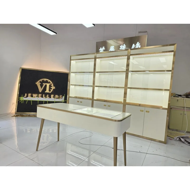 custom.High-end Customizable Eco-Friendly Waterproof Jewelry Display Table with LED Lighting Pink Retail & Museum Use