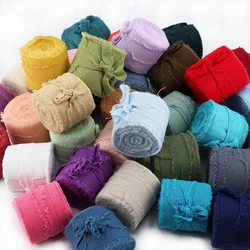 Ins Cotton ribbon 5 Yards Wide 3.8cm Green DIY Gift Box Packaging Wedding Flower Bouquet Wrap Decoration Frayed Edge