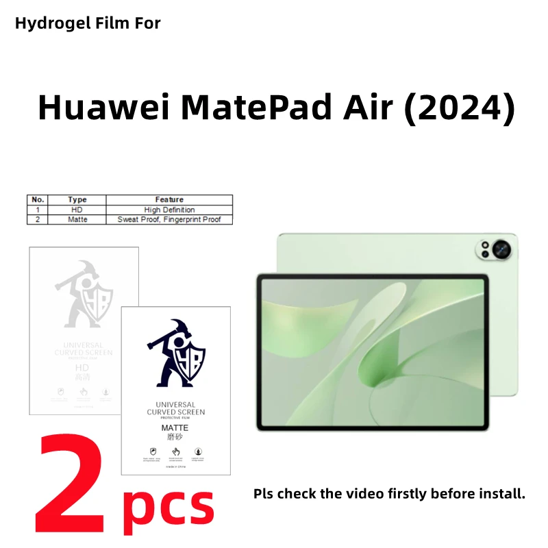 

2pcs HD Hydrogel Film For Huawei MatePad Air (2024) Matte Screen Protector For MatePad Air (2024) Clear/Frosted Full Cover Film