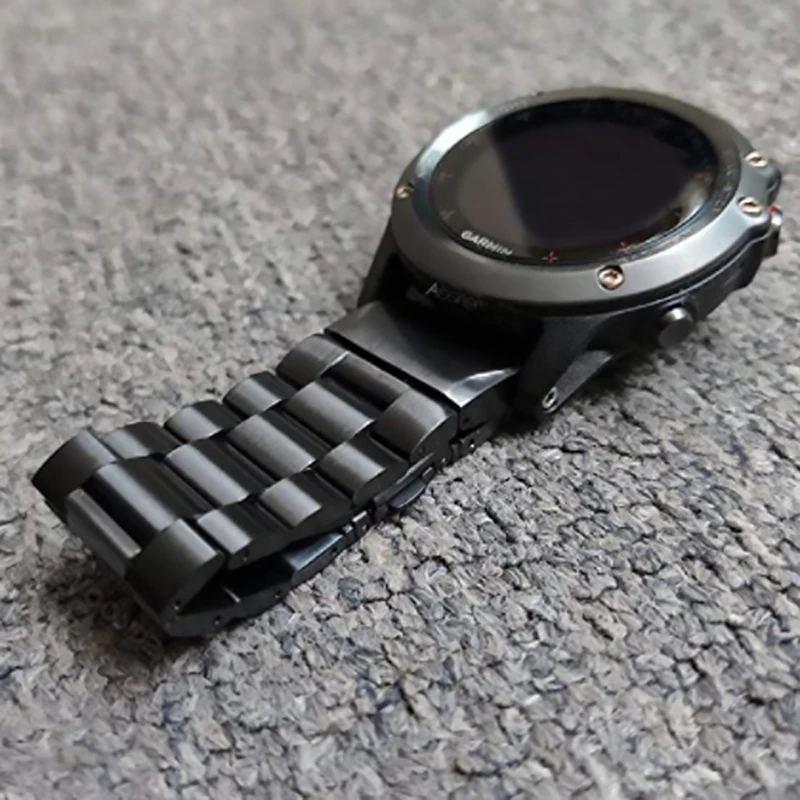 سوار ساعة من الستانلس ستيل سريع الإصدار ، سوار معصم ، أسود ، Garmin Fenix 5 6S 5X 6 Plus ، 26 ks