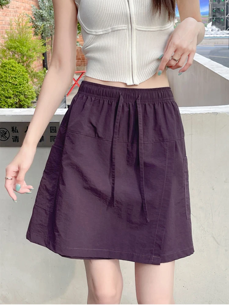 Sommer-Damen-Shorts Schnelltrocknend Leichtgewichtig Mit Taschen Vorderer Schlitz Cargo-Hose Hohe Taille Knielange Shorts Sportliche Freizeithose – Detail 22