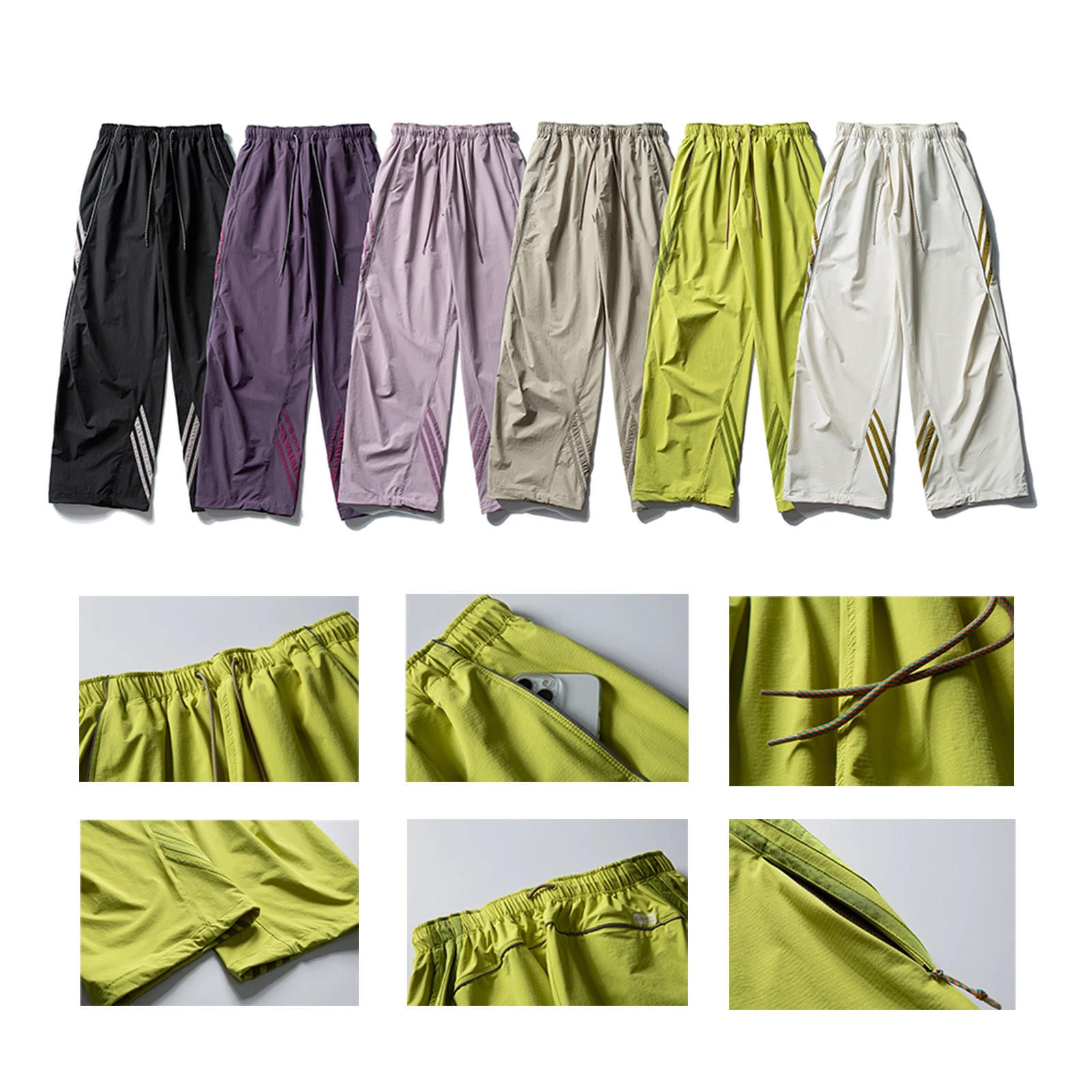 Unisex Loose Quick Dry Trekking Pants Ripstop Water Repellent Adjustable Cuffs Hidden Zipper Pockets Hiking Trousers