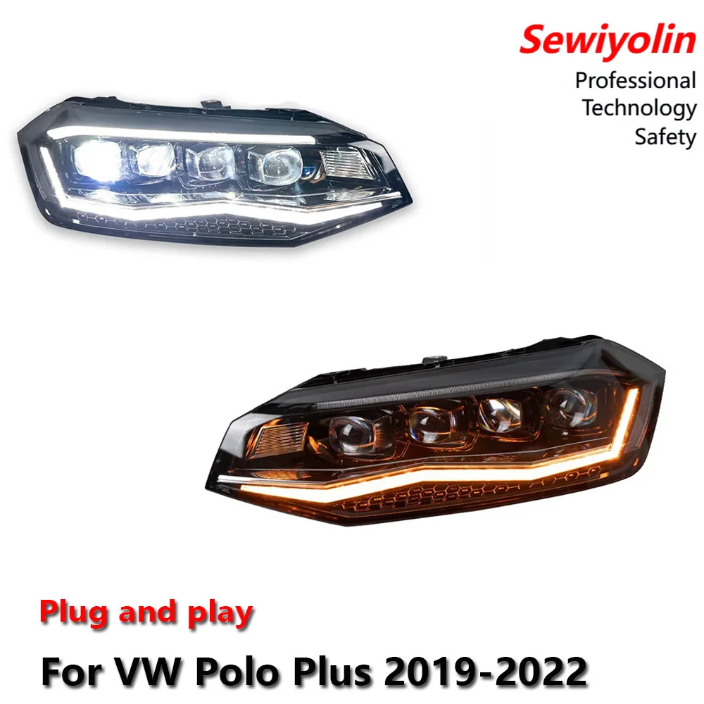 

Светодиодные аксессуары для модернизации фар автомобиля VW Polo Plus 2019-2022, DRL, стоп-сигнал, указатель поворота, установка Plug and Play