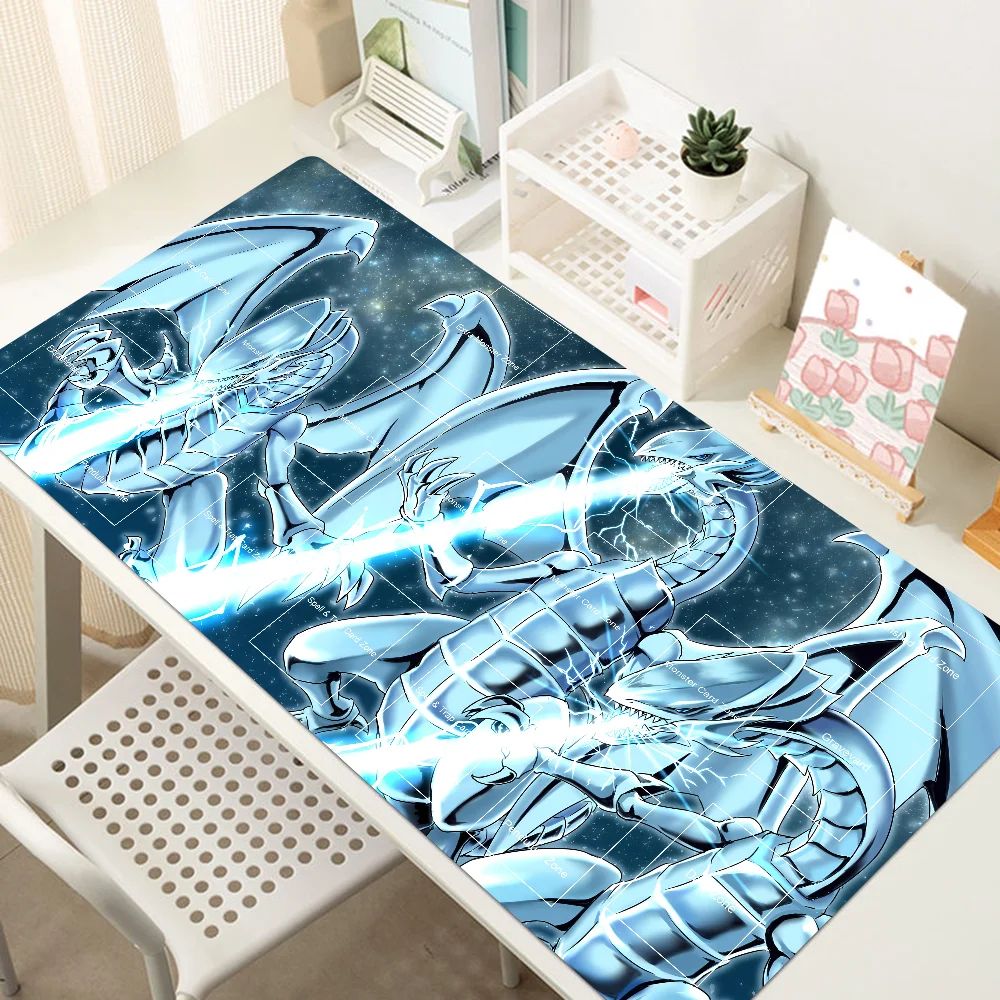 Game Yu-Gi-Oh Blue-Eyes White Dragon Mousepad Desk Mat Gaming Accessories Large Gaming Mouse Pad XXL Non-Slip Game Mousepad