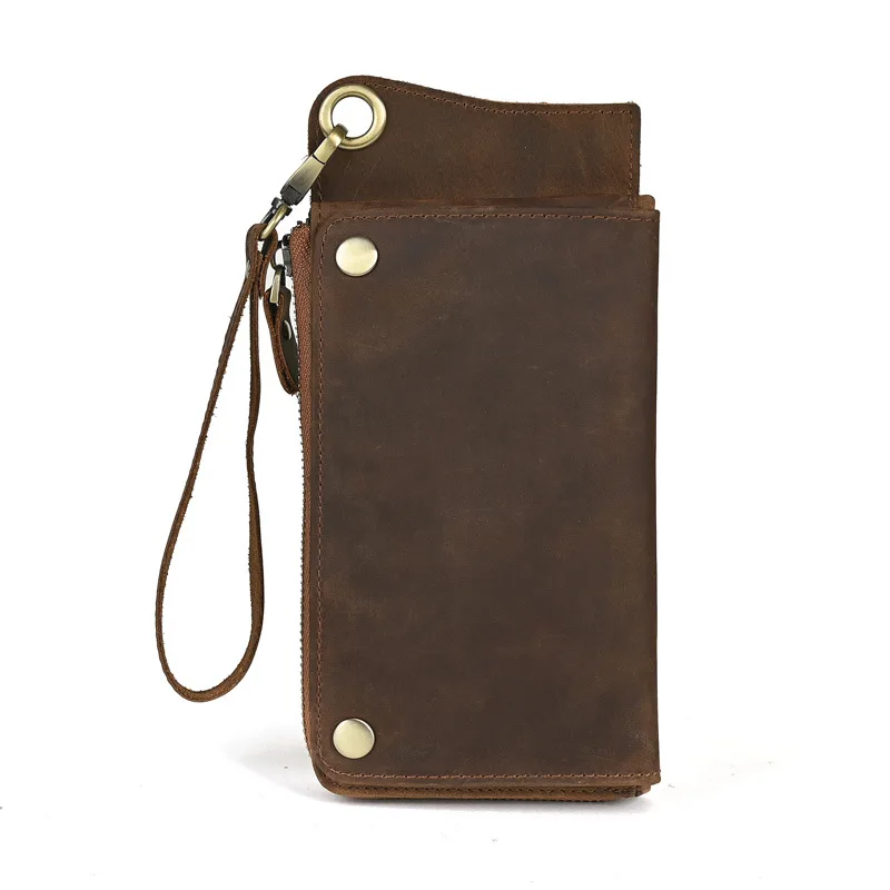 LD-Real Leather Grab Bag for Men, Large Capacity Casual Handbag, Multifunctional Wallet, Multi Card Mobile Phone Bag