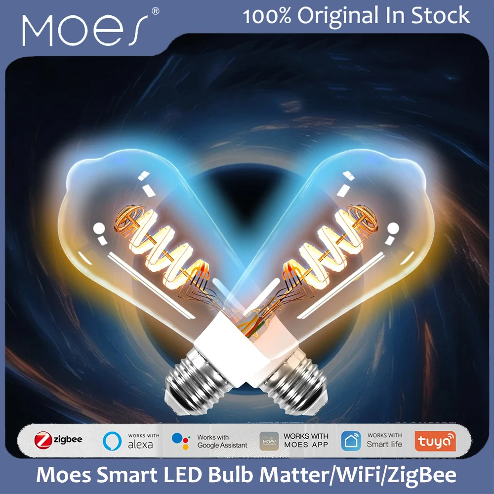 Moes Tuya Smart LED Bulb Matter/WiFi/ZigBee Wireless Remote Control 16 Million RGB Colors Smart Linkage Music Mode Work Alexa