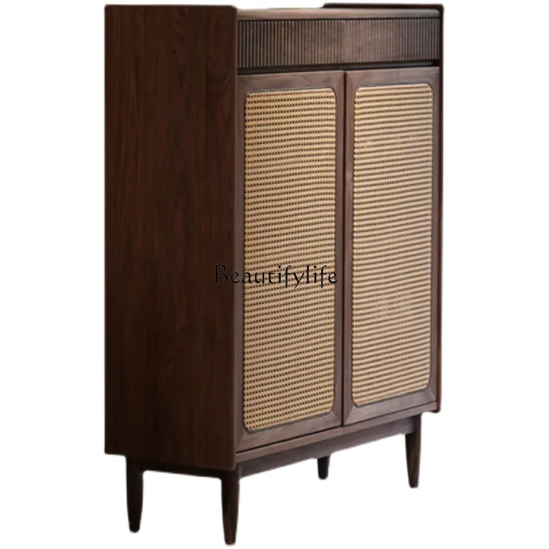 

Nordic rattan shoe cabinet household wall solid wood porch cabinet