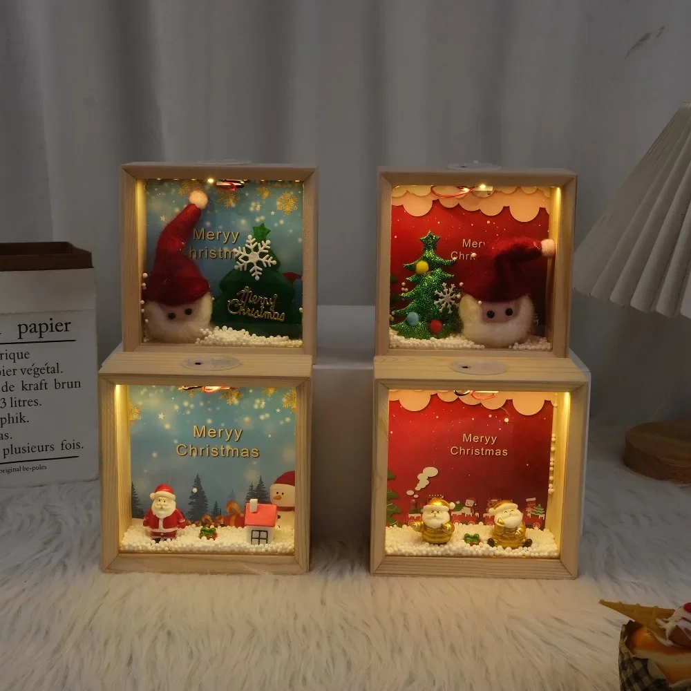 

Cartoon Acrylic Photo Album Santa Claus Bedroom Night Lamp Home and Home Living Room Decoration Furniture for Display Christmas