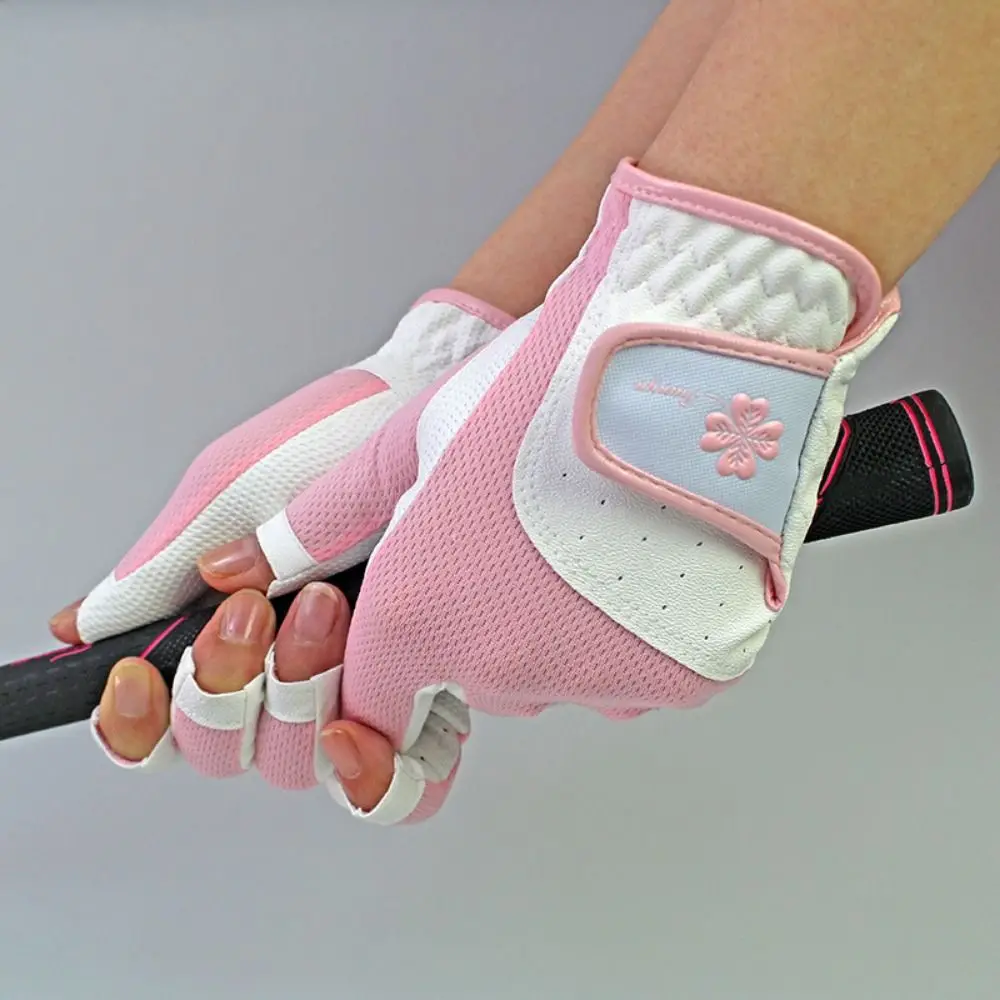 

Comfortable Women's Sport Gloves Fingerless Breathable Fingerless Golf Gloves Non-slip Mesh Ladies Golf Gloves Palm Protection