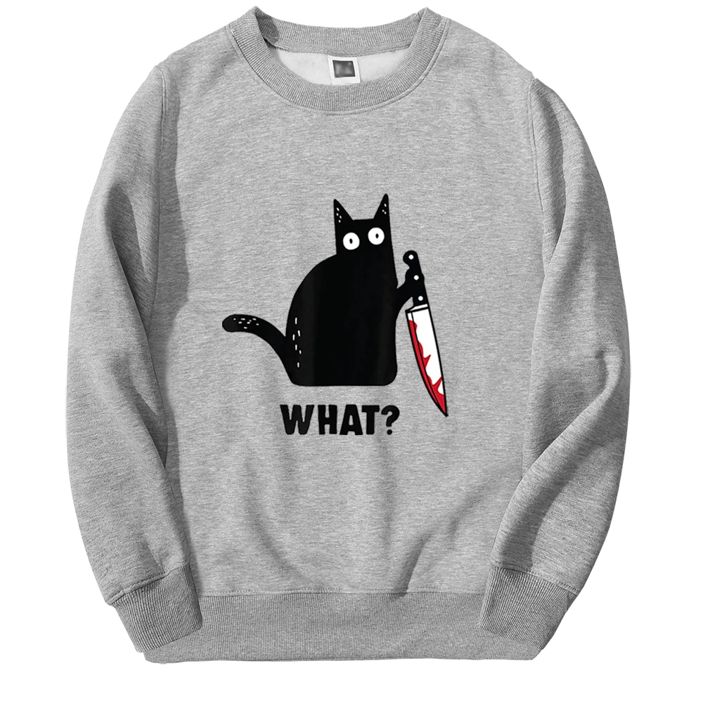 Balck Cats Cute Cat Funny Kawaii Cats What Print Sweatshirts Streetwear New Fashion Hoodies Fleece Harajuku Fitness Sportswear