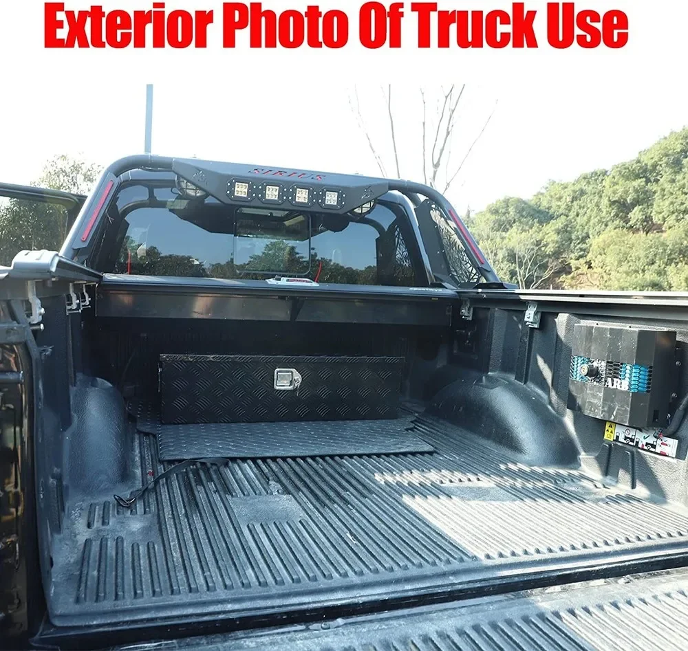 39 "X13" X10 "NERO PICKUP IN ALLUMINIO CAMION TRASCO LETTO SCATOLA DE TOOL TRAILER STORAGE + BLOCCO + 2 maniglie + 2 aste ad aria GJX-1015