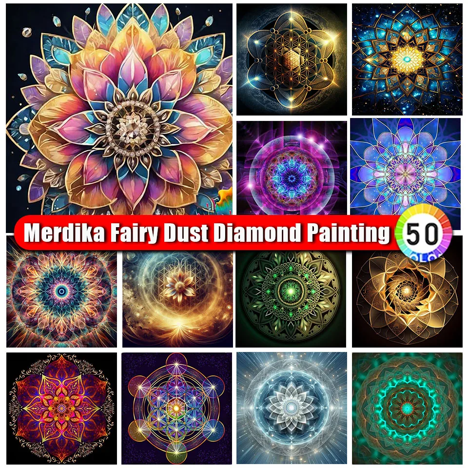 Zipper Bag Fairy Dust 5d Diy Diamond Painting Mandala Flower Full Square Round Drill Diamond Embroidery Floral Home Decor Art