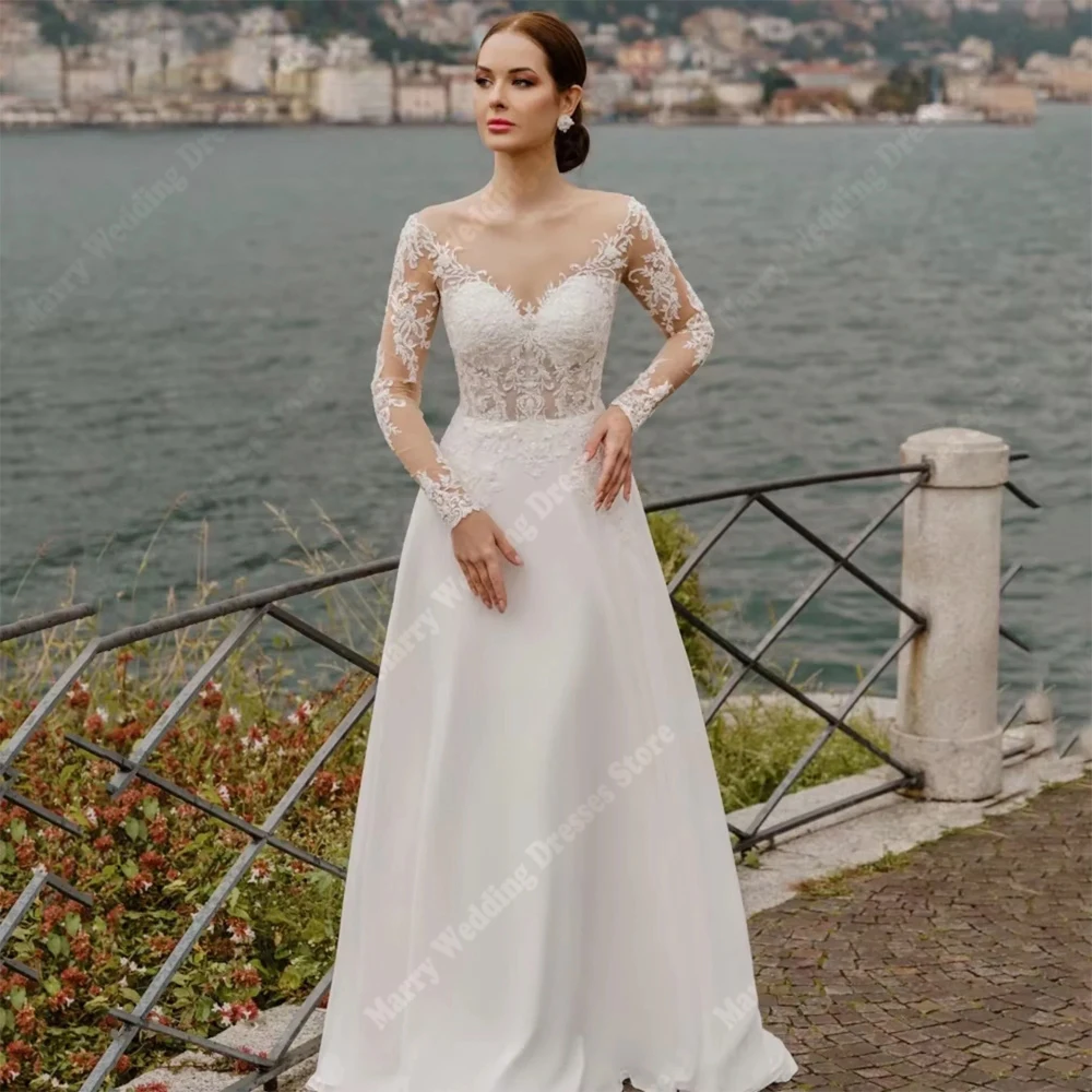 

Graceful A Line Women's Wedding Dresses Pretty Appliques Lace Bridal Gowns Classical Princess Party Vestidos De Novia Customized