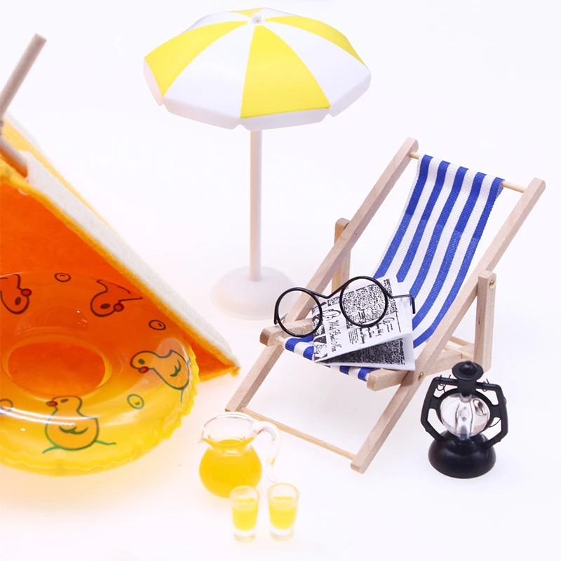 1:12 casa de bonecas mini barraca de acampamento verão conjunto casa de bonecas simulação praia cena decoração para crianças fingir jogar brinquedos