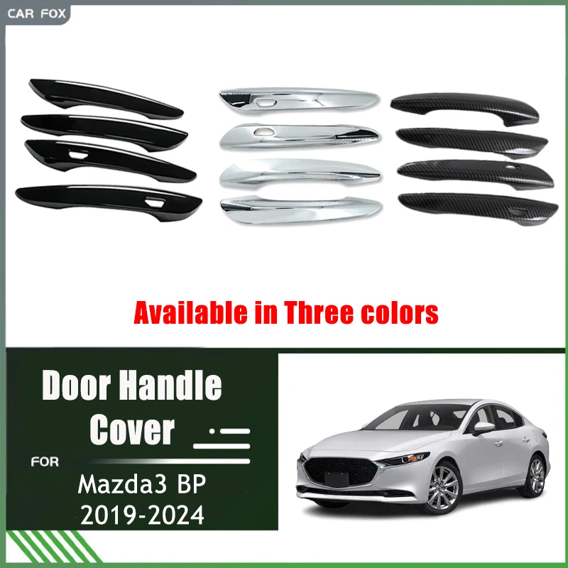 

Chrome Door Handle Cover Trim for Mazda 3 Mazda3 4th Gen BP 2019-2024 2020 ABS Car Accessories Carbon Fiber Set Sticker Styling