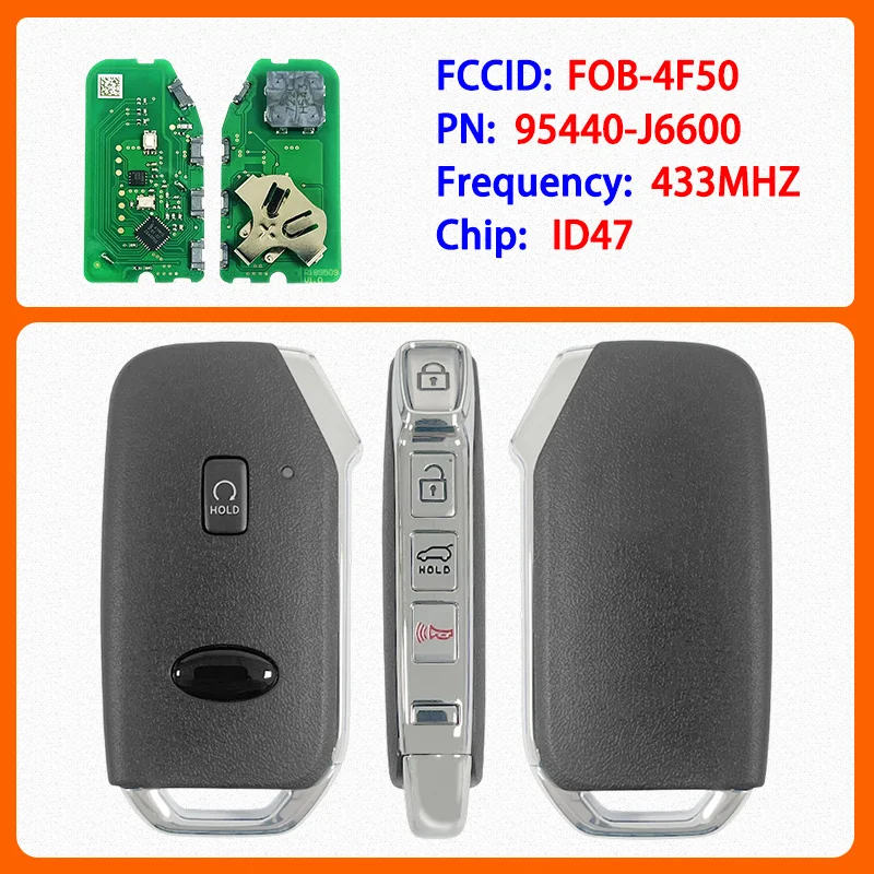 

CN051189 Aftermarket 4 Buttons Smart Remote Key PN 95440-J6600 FCC FOB-4F50 47 Chip 434MHz Keyless Go For Kia Stinger 2021-2023