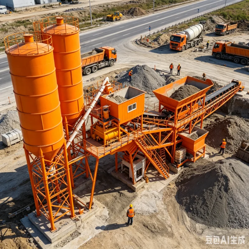Commercial Automatic Concrete Batching Plant Twin Shaft Forced Mixer Stationary Belt Conveyor Ready Mix Mixing Station Machine