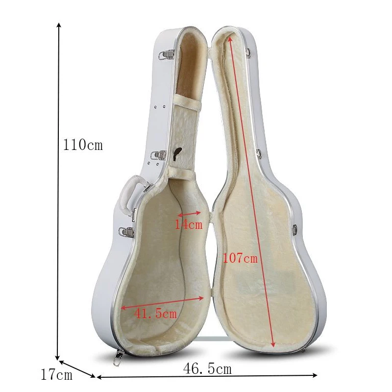 

Чехол для гитары 40/41 дюйм, утолщенный, водонепроницаемый, жесткий, из АБС-пластика, портативный, с плечевым ремнем, ударопрочный, ручной кейс для фолк-гитар