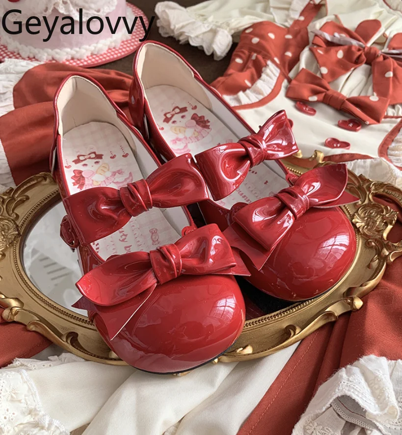 

Spring Autumn New Original Low Heel Round Toe Lolita Leather Shoes Japanese Sweet Cute Girls Versatile Solid Color Single Shoes