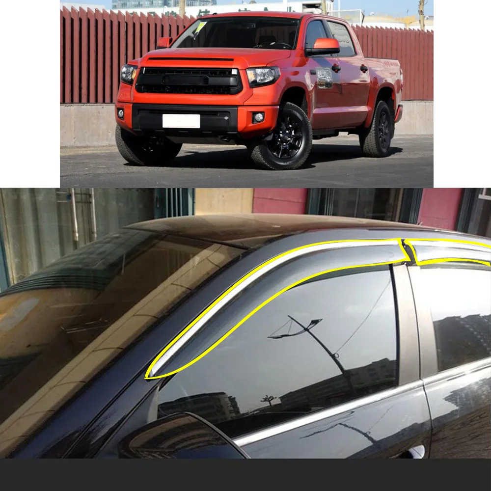 

Car Body Styling Sticker Plastic Window Glass Wind Visor Rain/Sun Guard Vent Parts For TOYOTA Tundra 2011 2012 2013 2014 2015