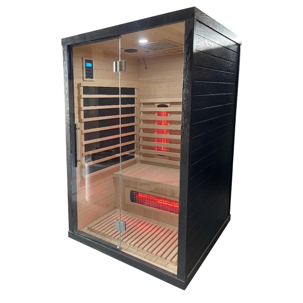 In Stock Indoor 2 Person Hemlock / Red Cedar Full Spectrum Steam Wellness Beauty Sauna Infrarojo