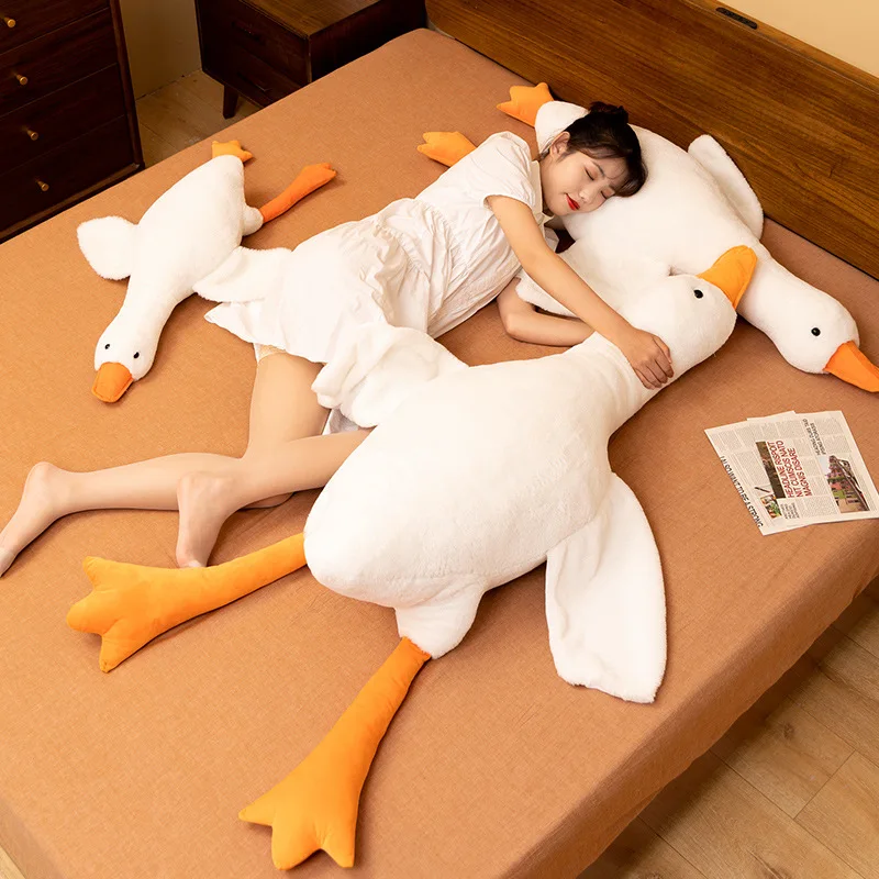 

50-190cm White Large Hug Stuffed Animal Duck Kawaii Giant Goose Plush Toy Sleeping Pillow Big Soft Doll Party Gifts for Children