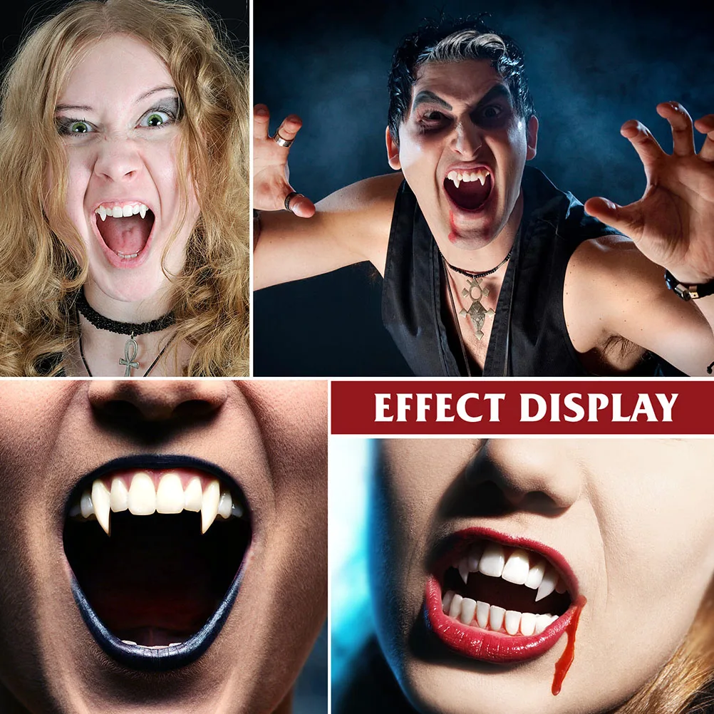 

12 Pcs Luminous Dentures Masquerade Props Cosplay Fangs Teeth Vampire Resin Halloween Decoration