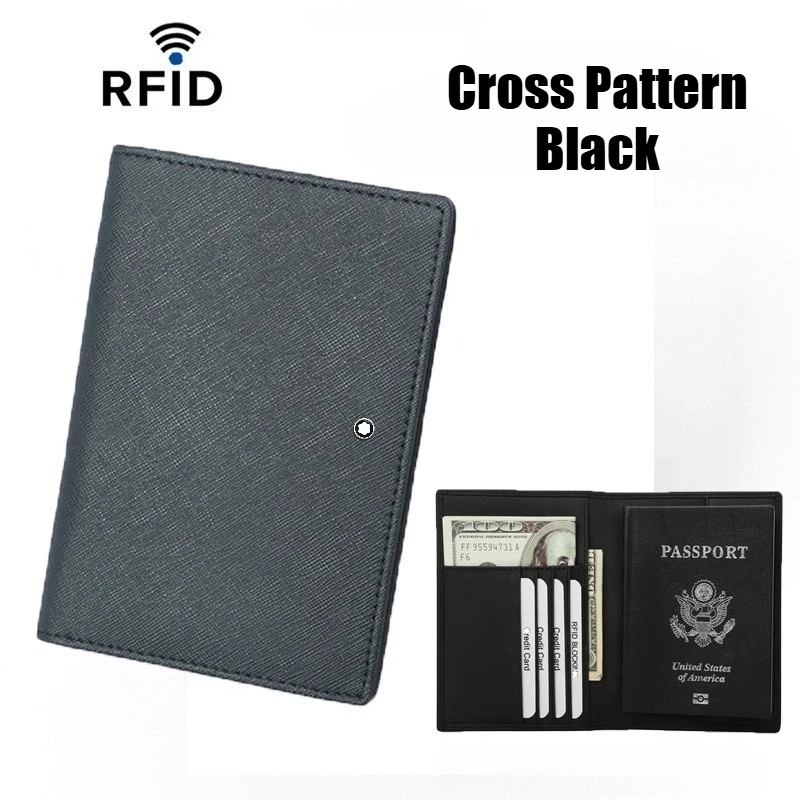 

Бизнес Простой RFID-блокирующий верхний слой из воловьей кожи Обложка для паспорта Sle для унисекс Многофункциональный дорожный кошелек с отделением для карт