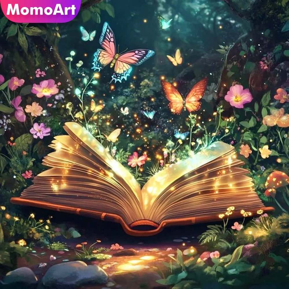 Momoart Neuerscheinung DIY Diamant-Malbuch Landschaftsbild Strass-Diamant-Mosaik Schmetterling Wohnzimmer Kunsthandwerk