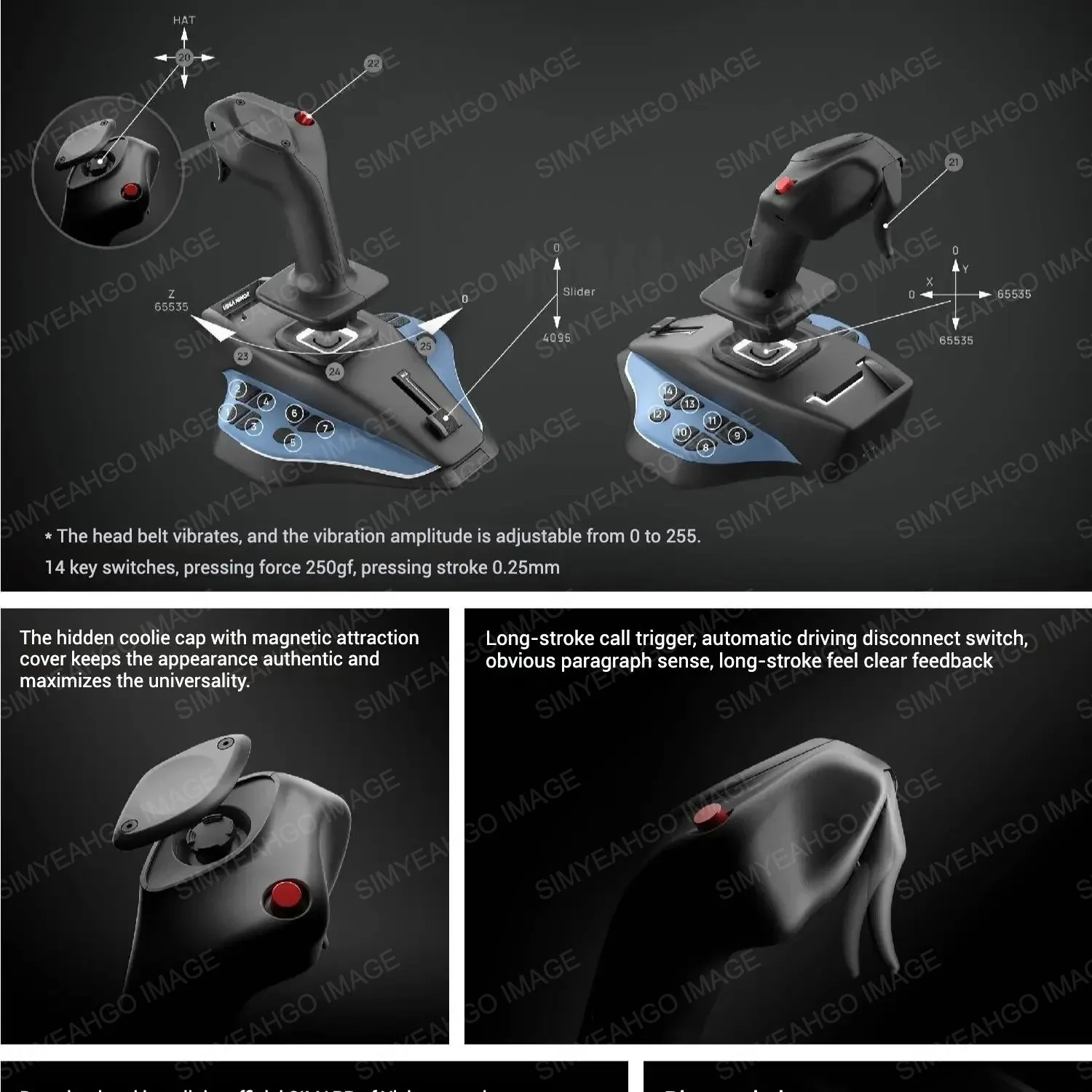 Simulatie Airbus Flight Rocker Trillingen Controller Joystick Controller voor PC Vlucht Joystick voor X-Plane MSFS2020 P3D