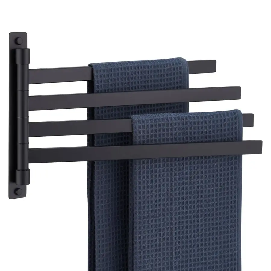 

Вращающийся держатель для полотенец в ванную комнату, матовый черный, выдвижной, на 4 кронштейна, для ванной и кухни, настенный, из нержавеющей стали B5007B