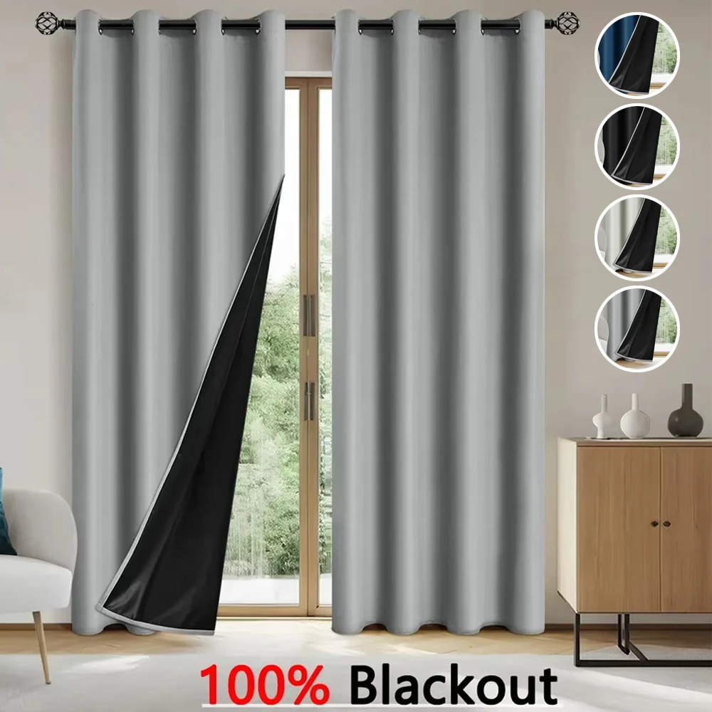 

1 Panel Blackout Curtains for Bedroom Full Light Blocking Drapes with Black Backing Thermal Insulated for Living Room Grey 커튼