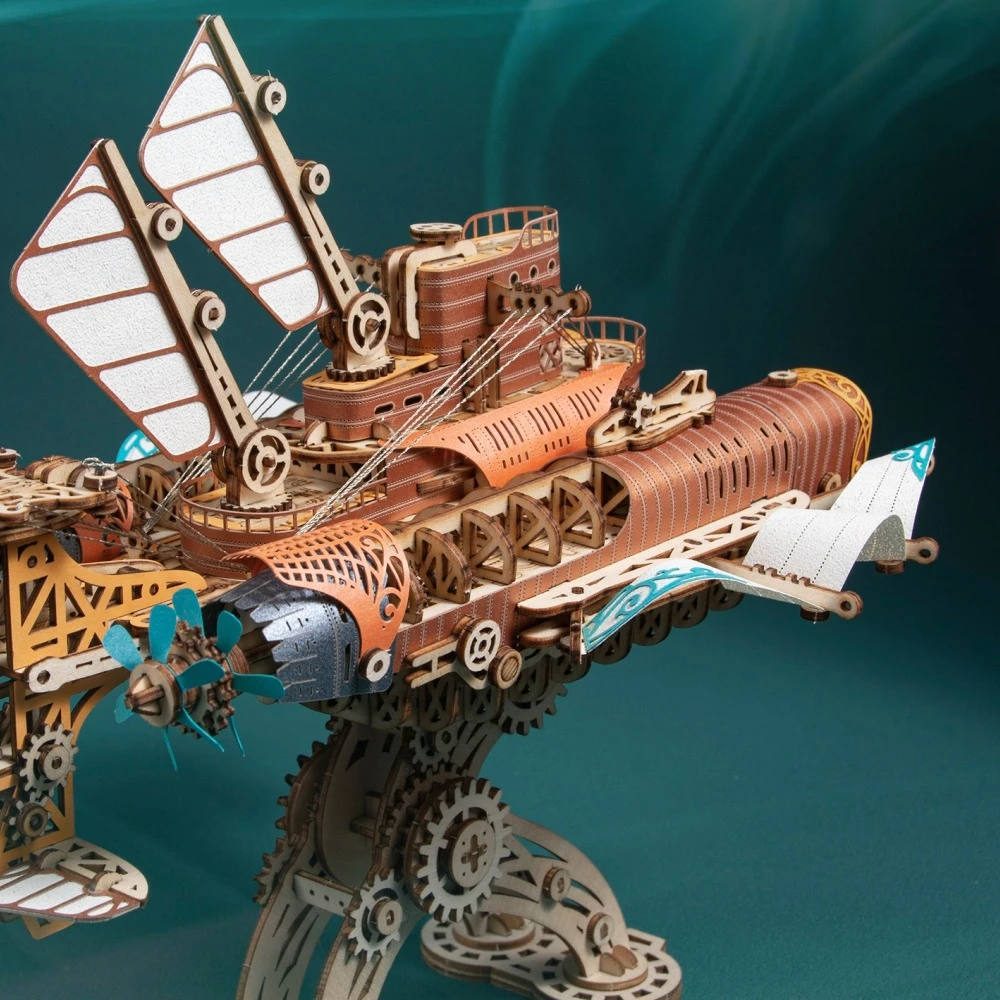 Twenty Thousand Miles Under The Sea 3D-Puzzle DIY Holz Steampunk Luftschiff Beliebte Montage Modellbausätze Erwachsene Kinder Handgefertigtes Spielzeug