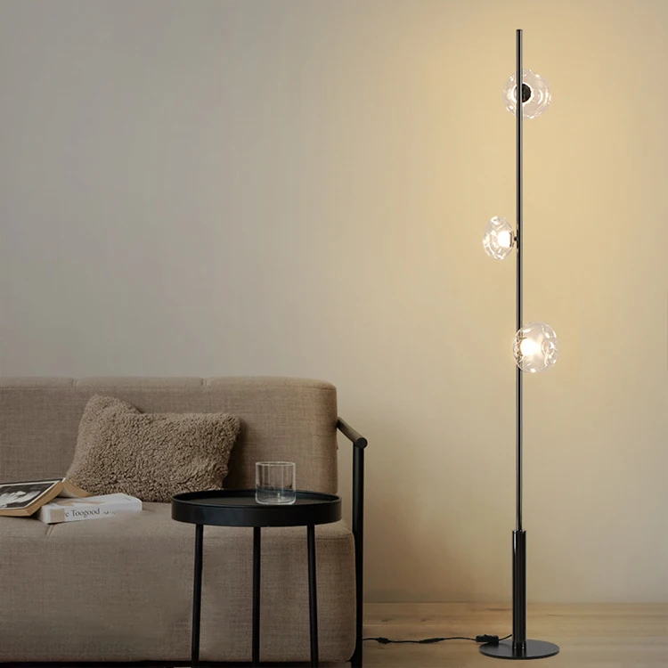 

Simple Living Room LED Floor Lamp 21W Three Color Changing Light Gold Glass Bedroom Dining Room Study Decorative Floor Lamp