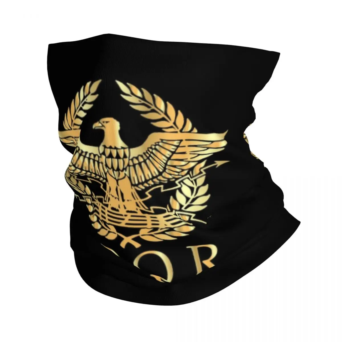 Vintage Gold Roman Empire Byzantine Eagle Emblem Bandana Neck Warmer Winter Hiking Ski Scarf Gaiter Rome SPQR Face Cover