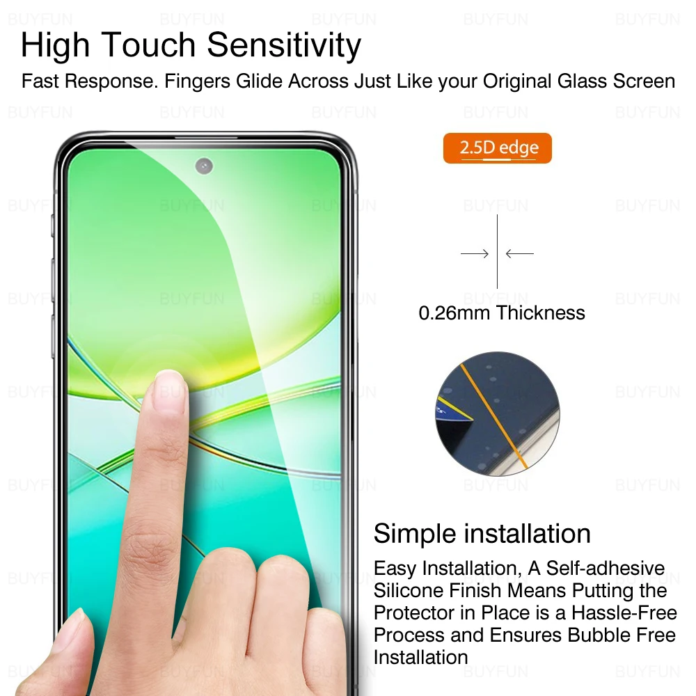 2 в 1 закаленное стекло с полным покрытием для vivo Y38, защитная пленка для экрана, защитная пленка для линз для vivoY38 Y 38 38Y vivoy38 5G 6,68 дюйма 2024