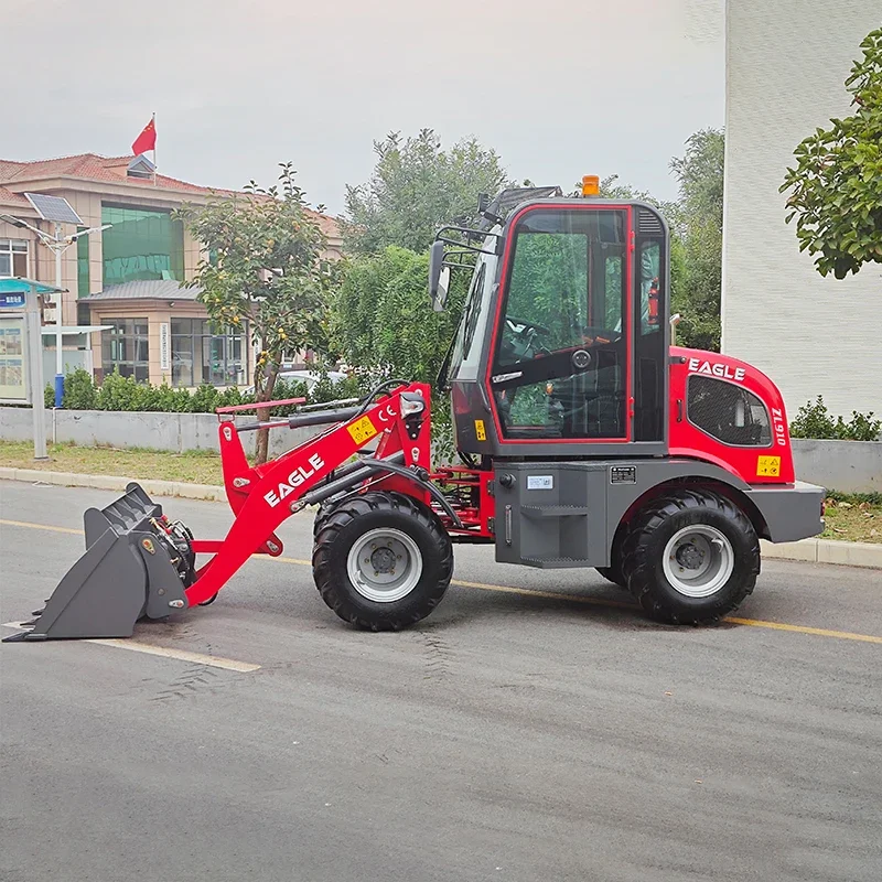 Fabricante Mini cargadora Tractor 4wd con cargadora frontal y pequeña mini cargadora de ruedas de 1 tonelada de larga potencia Iso