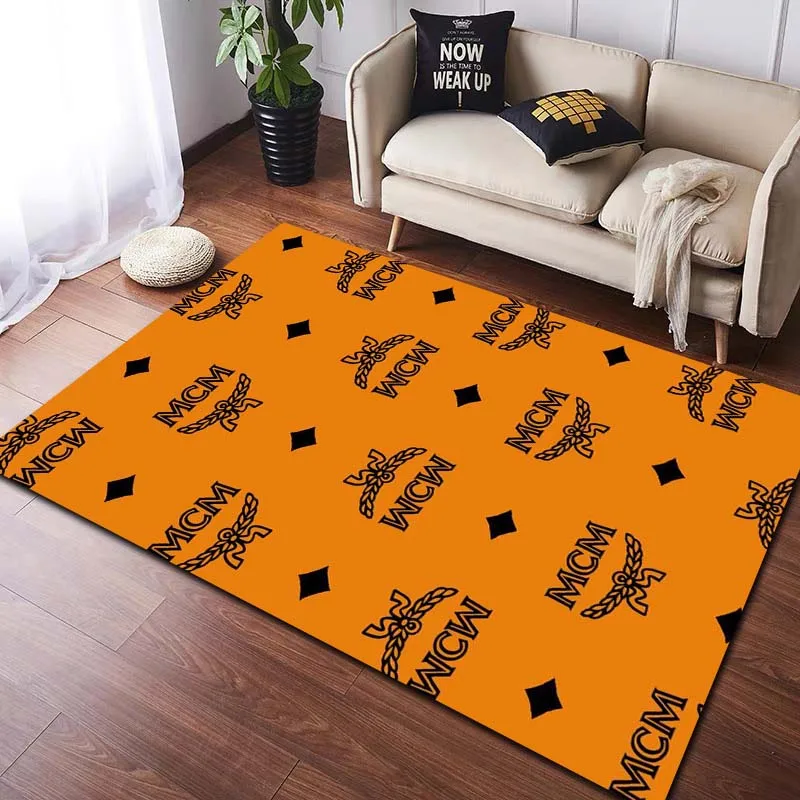 Vintage Monogram Print Anti Slip Area Rug Retro Letter Pattern Soft Floor Carpet Decor Mat for Living Room Bedroom Coffee Table