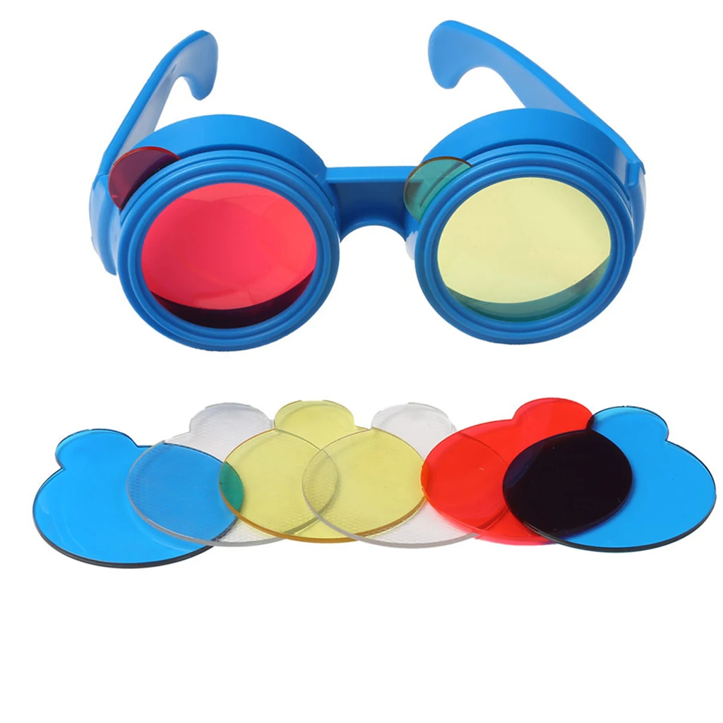 Serie de investigación científica educativa divertida para niños, mezcla de colores, gafas de tres colores primarios, juguetes para niños, gafas DIY